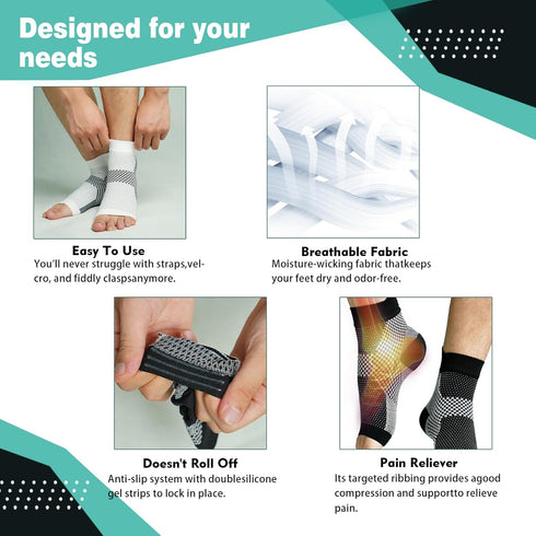 Neuropathy Socks for Men Women (2pairs) - Soothe Socks Apply to Neuropathy, Plantar Fasciitis, Diabetic Foot Nerve Pain Relief (XXL,Black+White)...