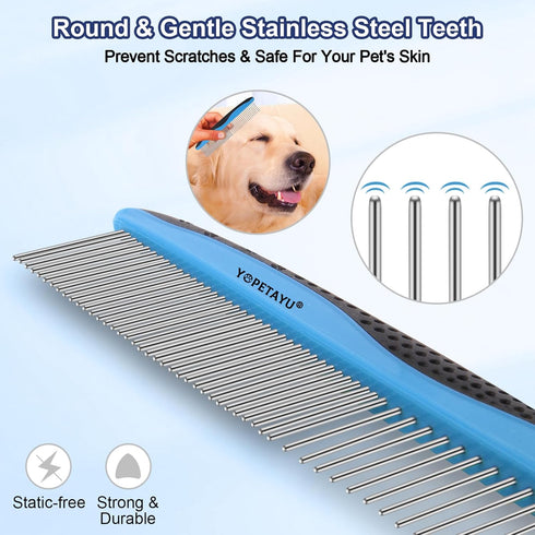 Dog Brush Kit for Shedding Short & Long Haired Cats, Self Cleaning Slicker Brush for Small Medium & Large Animals, Puppy. 4 in 1 Pet Grooming Set ...