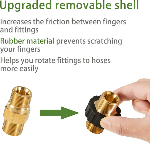 Pressure Washer Adapter Set, M22-14mm Male Fitting to M22-14mm Male Swivel, 5000PSI Pressure Washer Hose Thread Kit...
