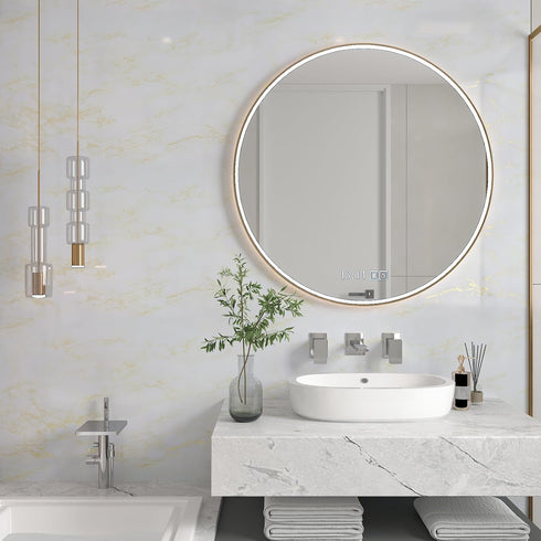 Marble Contact Paper for Countertops Gold White Peel and Stick Countertops Decorative Waterproof Contact Paper for Walls Cabinets Glossy Marble Wa...