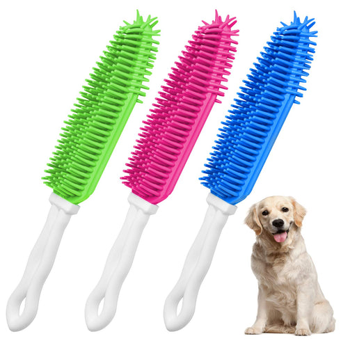 3 Pieces Pet Hair Remove Brush, Akamino Car & Auto Detailing Brush - Hair Lint Remover for Dogs Cats, Rubber Massage Brush for Furniture, Car Inte...