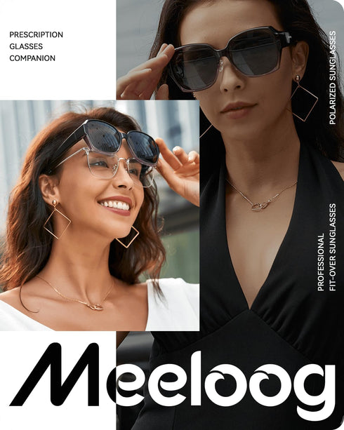 Meeloog Polarized Fit Over Glasses Sunglasses for Women Men, Square Oversized Lightweight Shades for Driving Riding MST2106...