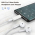 2Pack USB C to 3.5mm Audio Adapter, White USB C to Headphone Jack Adapter Compatible with iPhone 15 Plus/15 Pro Max/Samsung Galaxy/Ultra/iPad Pro/...