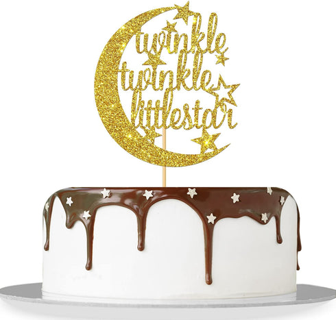 Gold Glitter Twinkle Twinkle Little Star Cake Topper/for Baby Shower/Gender Reveal/Baby 1st Birthday/Pregnancy Announcement Party Decorations...