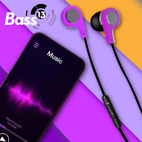 Maxell 199730 Bass 13 Heavy-Bass in-Ear Earbuds with Microphone (Purple)...