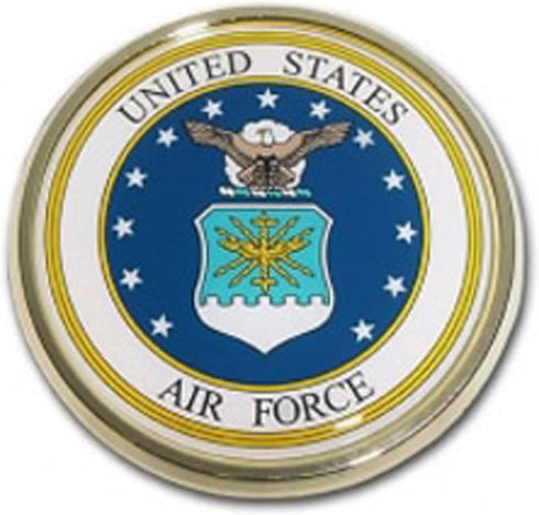 US Air Force Seal USAF Round Military Chrome Auto Emblem...