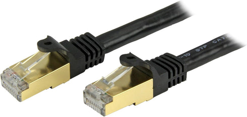 StarTech.com 1ft CAT6a Ethernet Cable - 10 Gigabit Shielded Snagless RJ45 100W PoE Patch Cord - 10GbE STP Network Cable w/Strain Relief - Black Fl...