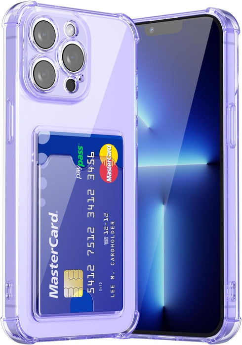 for iPhone 13 Pro Max Phone Case with Card Holder, Clear Transparent Wallet Case for Credit Card & Cash, Thin Slim TPU Silicone Soft Flexible Card...