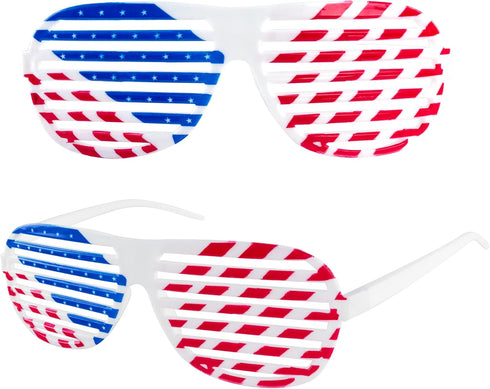 American Flag USA Patriotic Design Plastic Shutter Glasses Shades Sunglasses Eyewear for Party Props, Decoration (12 Pairs)...