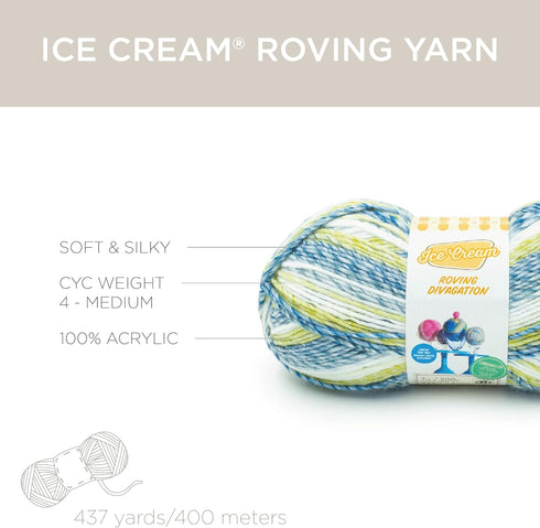 Lion Brand Yarn Ice Cream Roving Stripes Yarn, Razzles, 1 Count (Pack of 1)...