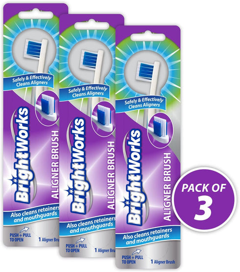 Aligner Brush (3 Pack) Safely and Effectively Cleans Aligners, Retainers, Mouth Guards, and Night Guards. Easy to Use and Safe for Most Dental App...