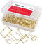 18 Pcs Gold Wire Binder Clips and 20 Pcs Cute Paper Clips Set Assorted Sizes, 2 Big 6 Medium 10 Small Smooth Steel Hollow Office Clamp Clips...