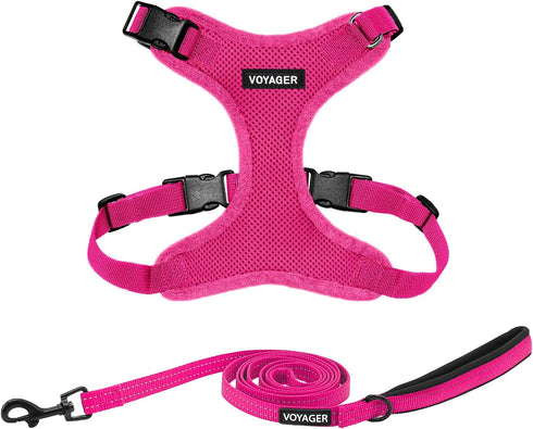Voyager Step-in Lock Dog Harness w Reflective Dog Leash Combo Set with Neoprene Handle 5ft - Supports Small, Medium and Large Breed Puppies/Cats b...