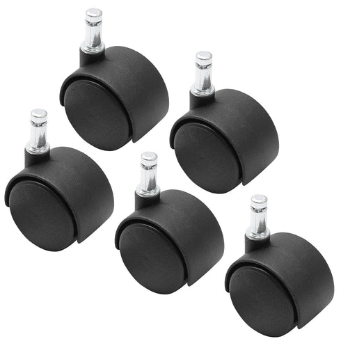 5pcs 1.5 Inch Swivel Caster Wheels, M8 Circlip Stem Caster Wheels, Heavy Duty Casters, Black Nylon Wheels Replacement for Furniture, Table, Cabine...
