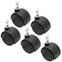 5pcs 1.5 Inch Swivel Caster Wheels, M8 Circlip Stem Caster Wheels, Heavy Duty Casters, Black Nylon Wheels Replacement for Furniture, Table, Cabine...