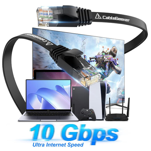 Cat 6 Ethernet Cable 75 ft, Indoor&Outdoor, High Speed 10Gbps Flat Internet Network Cable, Pure Copper Ethernet Patch Cable Long, Computer LAN Cab...