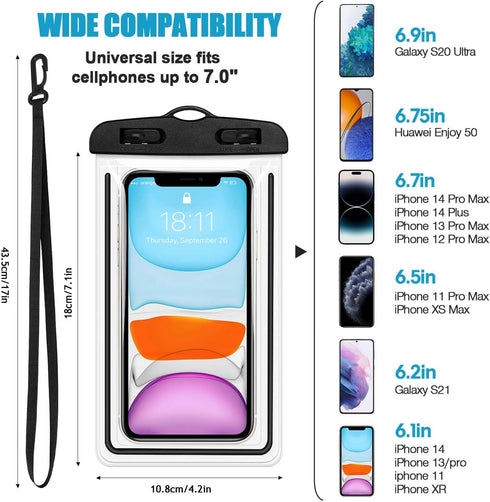 4 Pack Waterproof Phone Pouch Case with Lanyard - Cellphone Dry Bag IPX8 for iPhone 15 14 13 12 Pro Max Vacation Pool Beach Swimming Essentials...