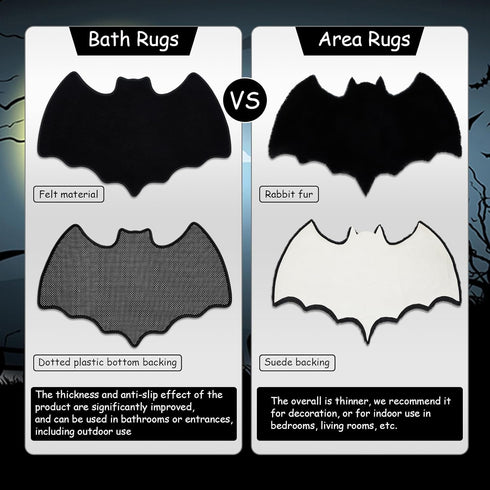 Bat Rug Halloween Rug Gothic Rug Felt Welcome Mat for Front Door Outdoor Patio Indoor, Holiday Decorative...