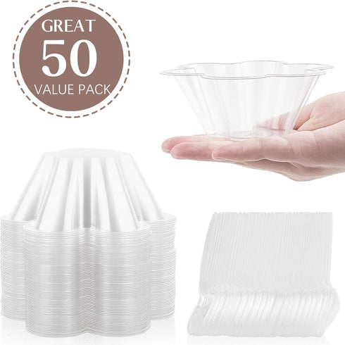 TOFLEN 8 oz Dessert Cups with Spoons, 50 Pack Clear Plastic Small Party Serving Bowls for Sundae, Parfait, Fruit, Strawberry Shortcake, Disposable...