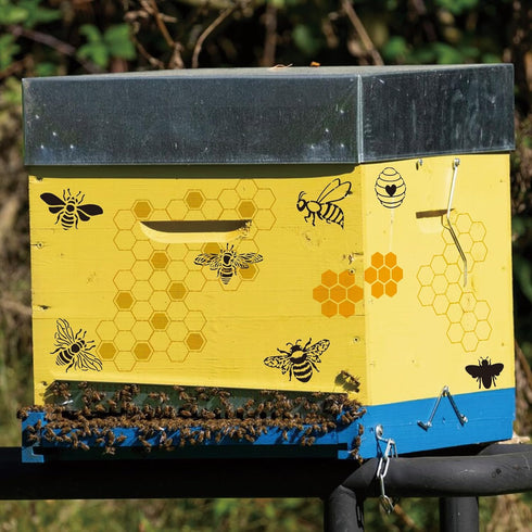 Bee Stencils for Cookie Coffee, Honeycomb Stencils for Crafts Reusable Wood Burning Drawing Art Flower Paint Stencils and Patterns for Wall Cake C...