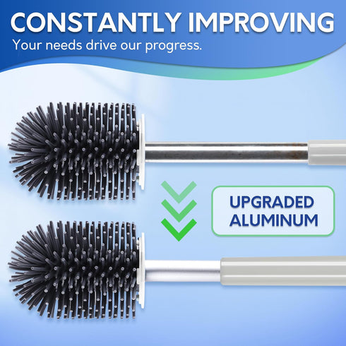 BOOMJOY Toilet Brush and Holder Set, Silicone Toilet Bowl Cleaner Brush, Toilet Scrubber Brush with Tweezers for Bathroom Cleaning, RV Accessories...