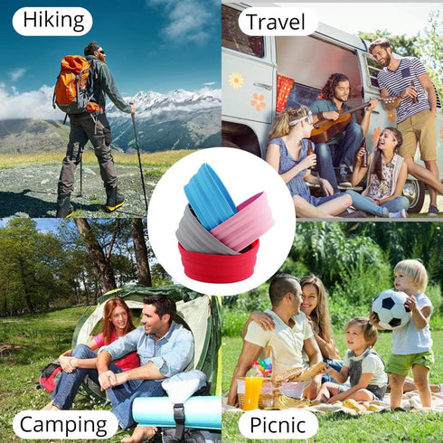 Silicone Expandable Collapsible Bowl for Travel Camping Hiking (Gray(L))...