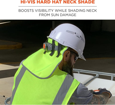 Ergodyne - 29063 GloWear 8006 High Visibility Hard Hat Neck Shade with Reflective Binding- Lime, 1 Count (Pack of 1)...