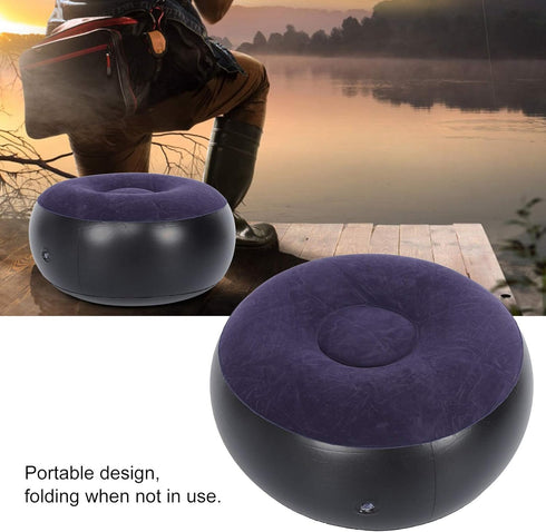 Indoor Outdoor Inflatable Stool, Footstool Leg Rest Pillow Car Flocking Couch Round Air Ottoman Cushion Fast Inflating Chair Travel Accessories fo...
