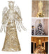 ABOOFAN Angel Christmas Tree Topper Gold Glitter Christmas Treetop Decoration Coated Metal Angel Xmas Tree Topper Ornaments for Holiday Home Offic...