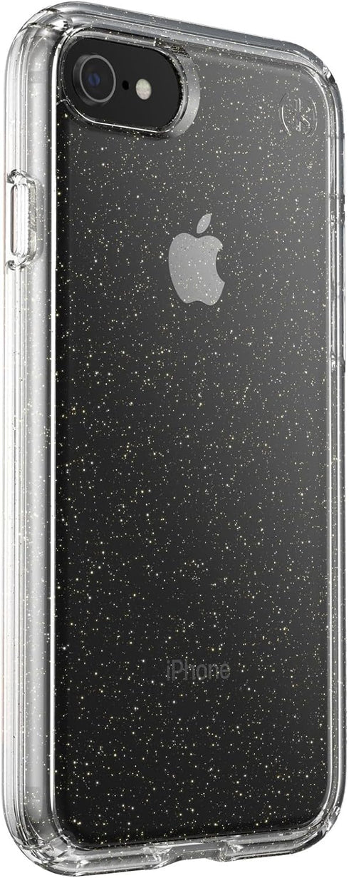 Speck Products Presidio Perfect-Clear with Glitter iPhone SE (2022)| iPhone SE (2020)| iPhone 8| iPhone 7 Case, Clear with Gold Glitter...