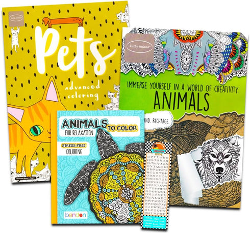 Animal Coloring Book Set for Adults -- Pack of 3 Premium Adult Coloring Books (Animals Collection)...