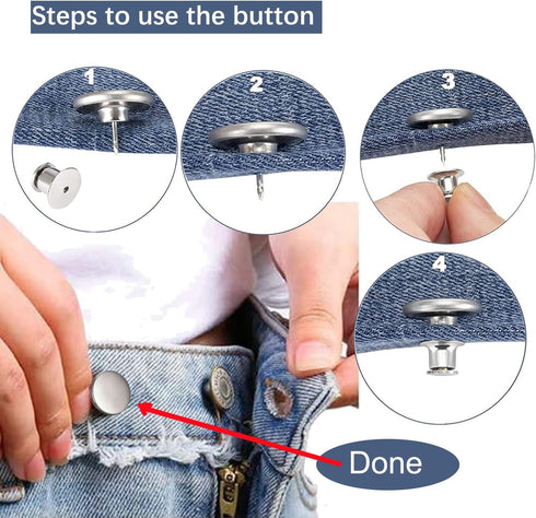 12 Sets Jean Buttons pins No Sew Instant 17mm Replacement Button Adjustable Pants Buttons Kit…...