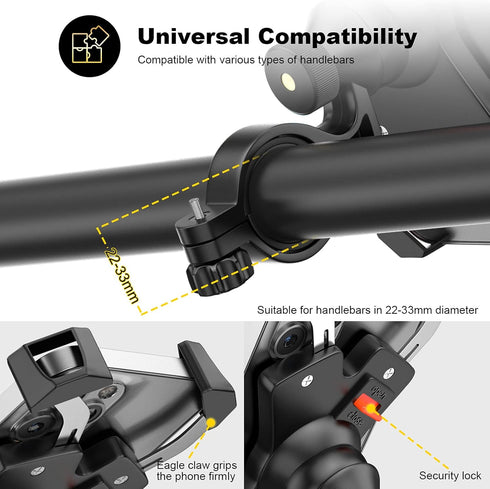 New Bike Phone Mount with Stainless Steel Clamp Arms Anti Shake and Stable 360° Rotation Bike Accessories/Bike Phone Holder for Any Smartphones GP...