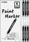 Black Paint Pen, 6 Pack 0.7mm Acrylic Black Permanent Marker for Glass Ceramic Rock Leather Plastic Stone Metal Canvas Enamel Waterproof Writing E...