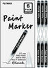 Black Paint Pen, 6 Pack 0.7mm Acrylic Black Permanent Marker for Glass Ceramic Rock Leather Plastic Stone Metal Canvas Enamel Waterproof Writing E...