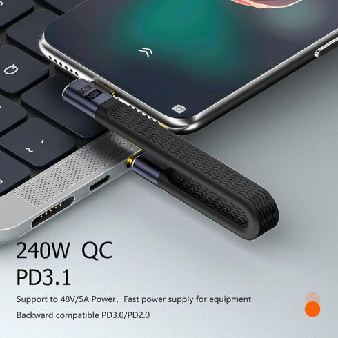 Short USB C Cable, 240W USB C to USB C 0.4FT Right Angle Cable Support Thunderbolt 4/3/USB4, 8K@60HZ Display,40Gbps Data Transfer for PowerBank,Ca...