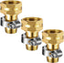 3 Pieces Aluminum Female Thread Shank Hose Menders Garden Hose Mender End Repair Kit Hose Connector Copper Fitting for 5/8 Inch or 3/4 Inch Standa...