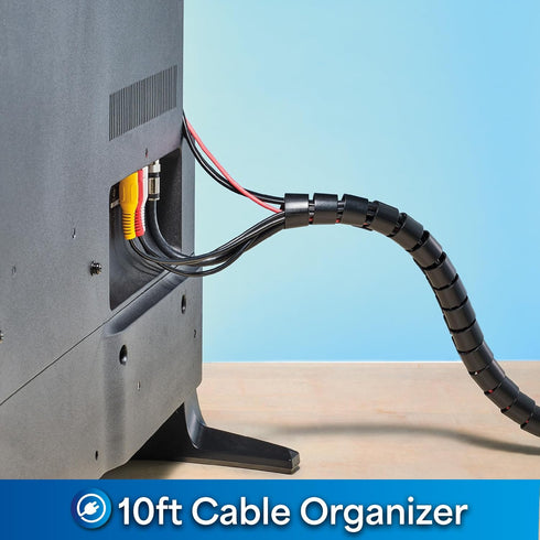 Cable Keeper Cord Organizer, 10-Foot Adjustable Cord Cover, Reusable and Protective Desk Cord Organizer, Versatile TV & Computer Wire Organizer, C...