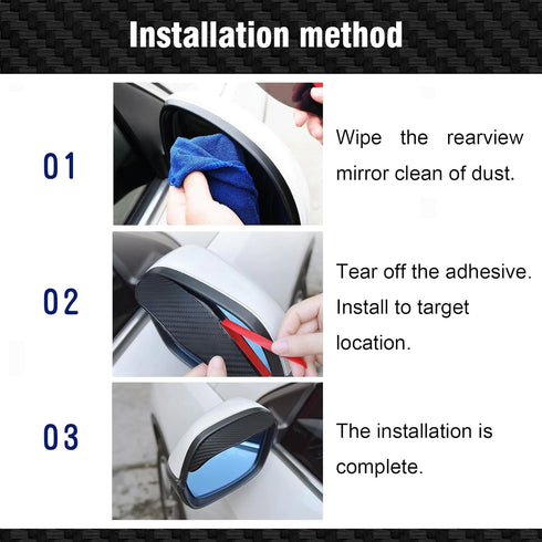 Hawyet 2 PCS Car Rearview Mirror Rain Eyebrow, 6.85" x 2.28" Soft PVC Thickened Carbon Fiber Pattern Reflective Mirror Fog Cover, Anti-Vision Bloc...