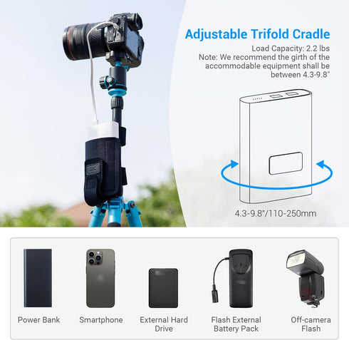 JJC Equipment Mounting Strap for Power Bank on Tripod for Long Time Photography,Remote/Off-Camera Flash Holder Strap for Photographer Videographer...