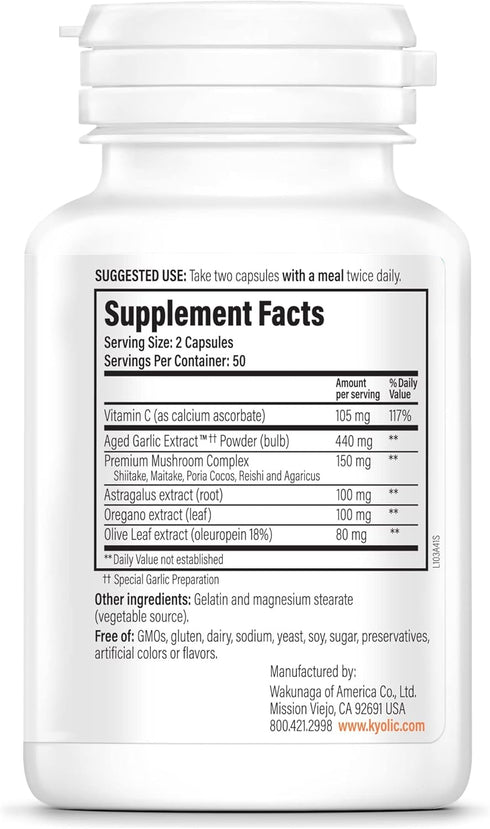 Kyolic Aged Garlic Extract Formula 103 Immune Support, 100 Capsules (Packaging May Vary)...