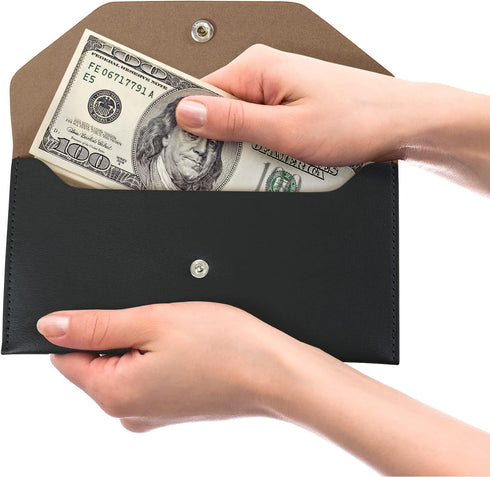Carrotez Money Envelopes for Cash (PU Leather) Cash Envelopes for Travel and Budgeting, Reusable Cash Envelope Wallet, 1 ea, No Letter Engraving -...
