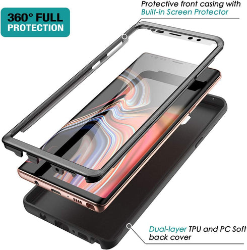 SURITCH Case for Samsung Galaxy Note 9,?Built in Screen Protector??Support Wireless Charging? Soft TPU Back Cover+PC Bumper Full Body Protective C...
