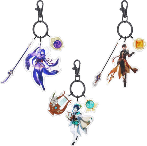 UTIEHD GI Character keychain set, 3pcs Acrylic Figure Keychains Anime Merch Keyring...