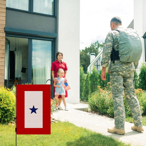 Military Service Garden Flag One Blue Star Army Navy Marine Corps USA Family Memorial Day Veterans Day 4th of July Decoration for Outdoor Lawn Yar...