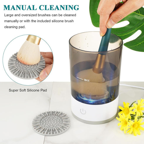 Makeup Brush Cleaner Machine, Electric Cosmetic Brush Cleaner - Fast, Automatic Spinning, Beauty Blender Cleaners Fit For All Size Makeup Brush, B...