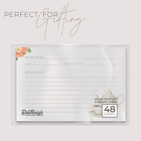 Tea Recipe Cards, 4x6 in, Water-Resistant, Double Sided (Vintage Tea)...