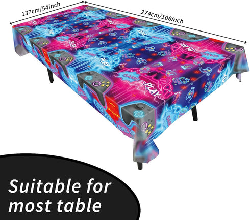 3pcs Video Game Tablecloth, Game Theme Birthday Decorations Supplies, Plastic Tablecloth, Rectangular Racetrack Tablecloth, Gamer TableCovers for ...