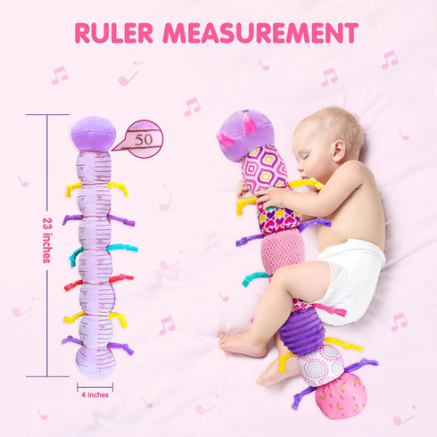 Baby Toy 0-12 Months,Baby Infant Musical Stuffed Animal Soft Toy with Multi-Sensory Crinkle, Rattle & Textures,Baby Girl Toy Birthday Gift,Caterpi...