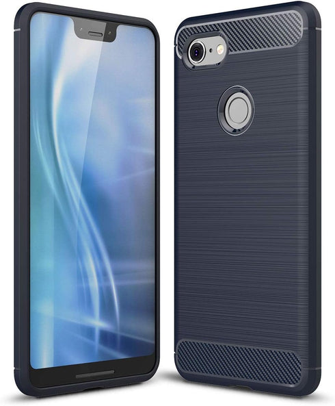 Case Compatible with Cellphone Google Pixel 3 XL Case, Carbon Fiber Shock Absorption Slim Case Compatible with Cellphone Google Pixel 3 XL (Blue)...